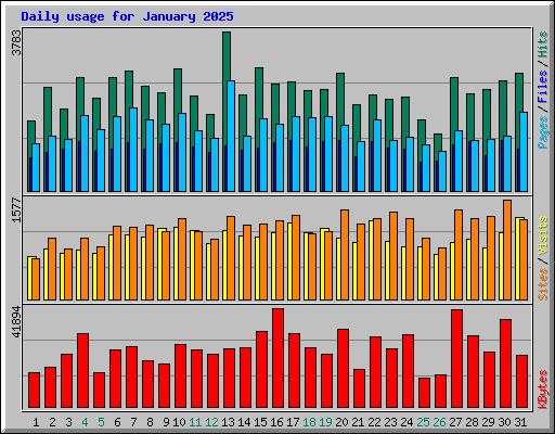 Daily usage for January 2025