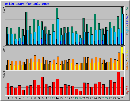 Daily usage for July 2025