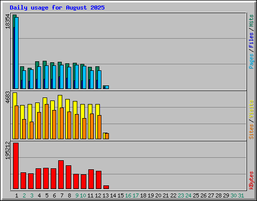 Daily usage for August 2025