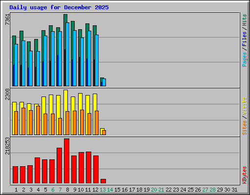 Daily usage for December 2025